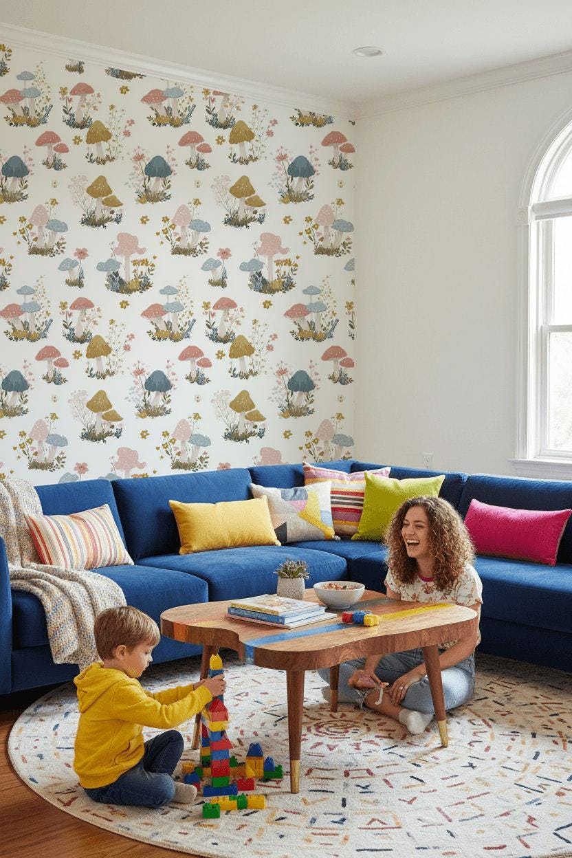 Mushrooms Wallpaper Floral Whimsical Wall Mural