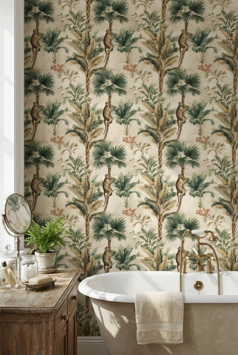 Tropical Wallpaper Monkey Exotic Wall Mural