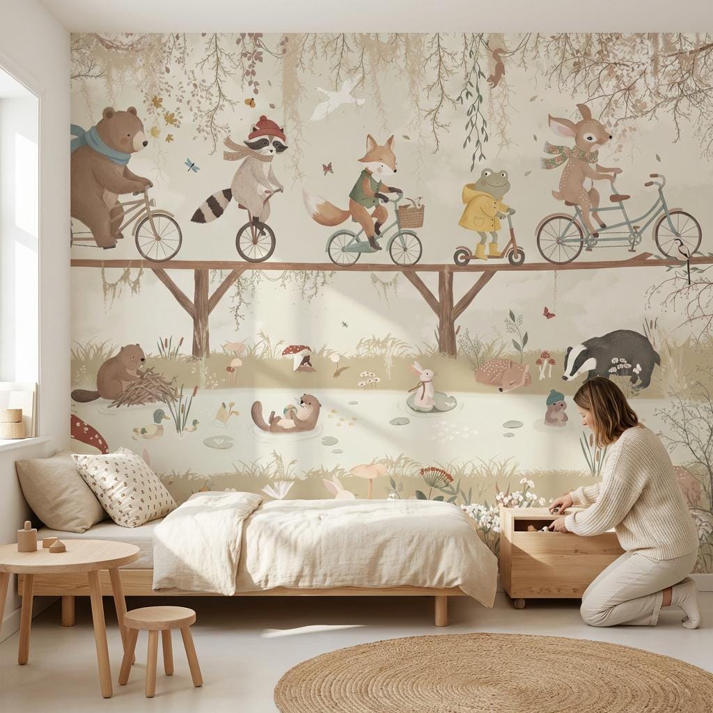 Whimsical Animals Wallpaper Vintage Nature Wall Mural