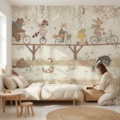 Whimsical Animals Wallpaper Vintage Nature Wall Mural