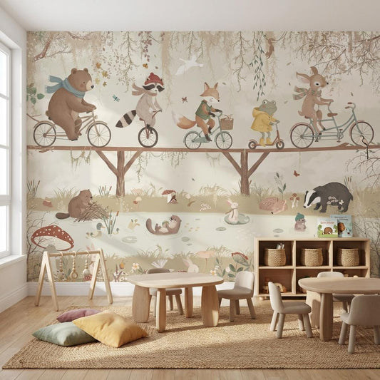 Whimsical Animals Wallpaper Vintage Nature Wall Mural