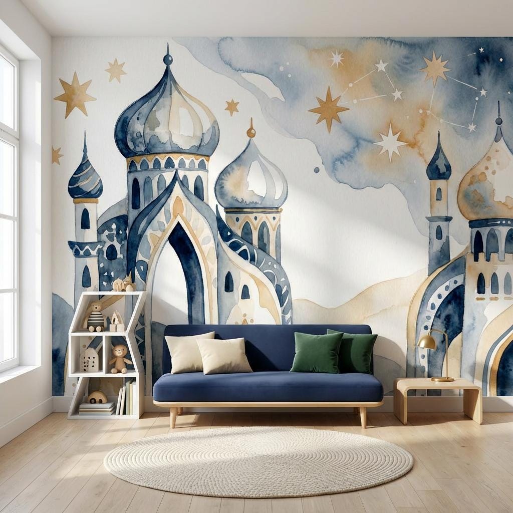 Watercolor Wallpaper Palace Onion Domes Wall Mural