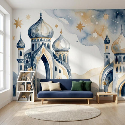 Watercolor Wallpaper Palace Onion Domes Wall Mural