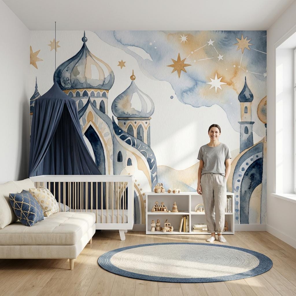 Watercolor Wallpaper Palace Onion Domes Wall Mural