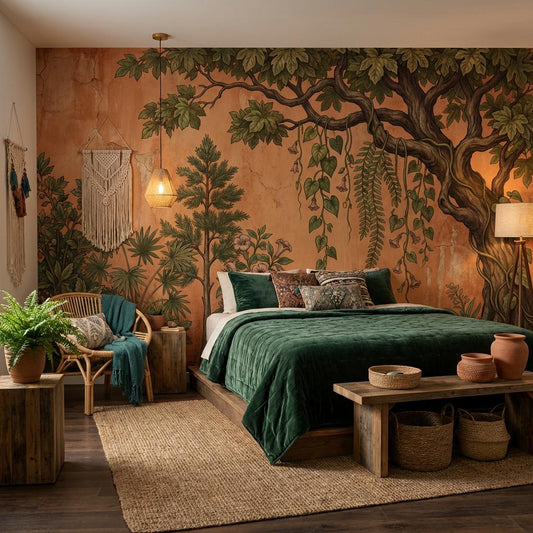 Vintage Botanical Tree Wallpaper Peel and Stick Wall Mural or Unpasted