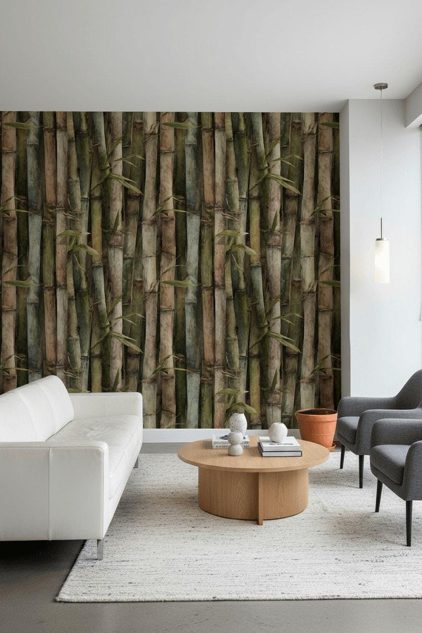 Shades Of Green Wallpaper Natural Bamboo Wall Mural