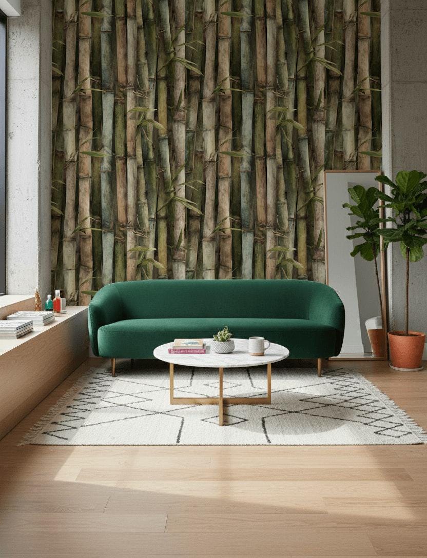 Shades Of Green Wallpaper Natural Bamboo Wall Mural