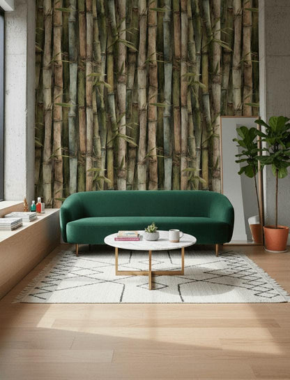 Shades Of Green Wallpaper Natural Bamboo Wall Mural
