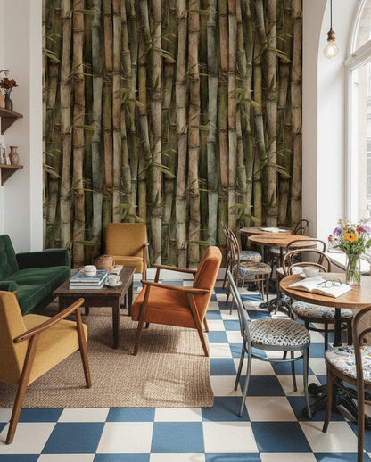 Shades Of Green Wallpaper Natural Bamboo Wall Mural