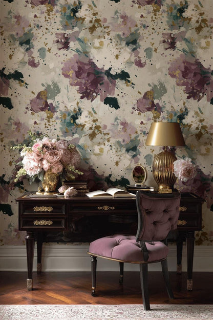 Abstract Wallpaper Floral Gold Wall Mural