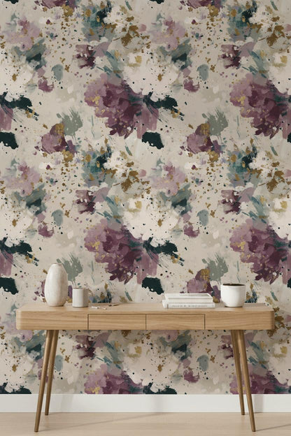 Abstract Wallpaper Floral Gold Wall Mural