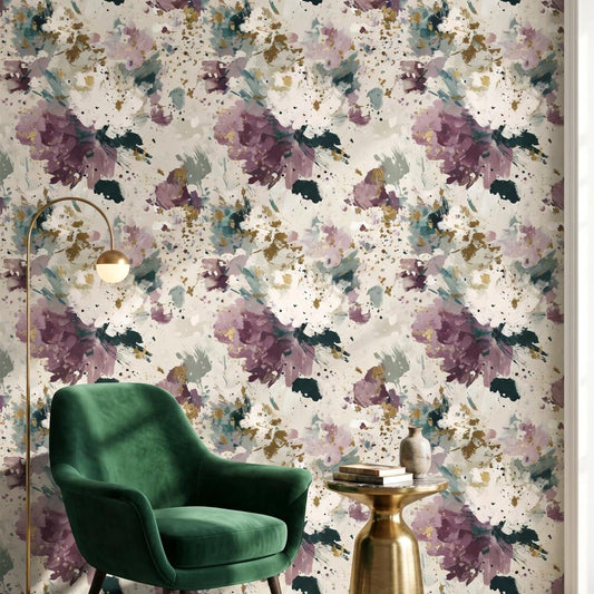 Abstract Wallpaper Floral Gold Wall Mural