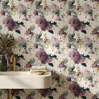 Abstract Wallpaper Floral Gold Wall Mural