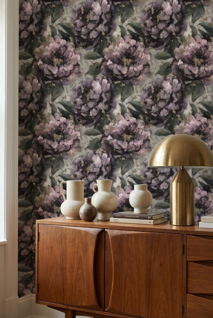 Floral Wallpaper Abstract Purple Wall Mural