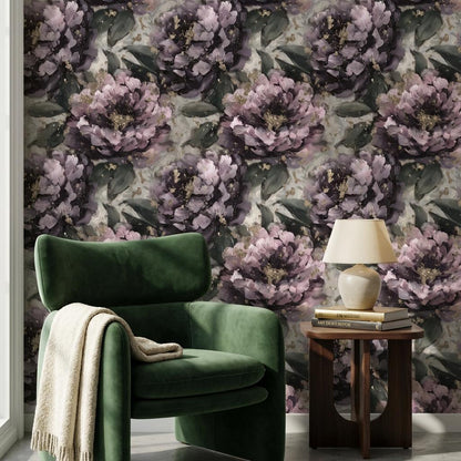 Floral Wallpaper Abstract Purple Wall Mural