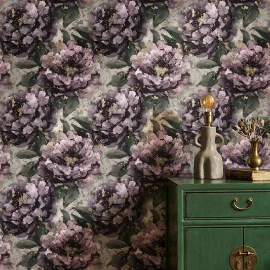 Floral Wallpaper Abstract Purple Wall Mural