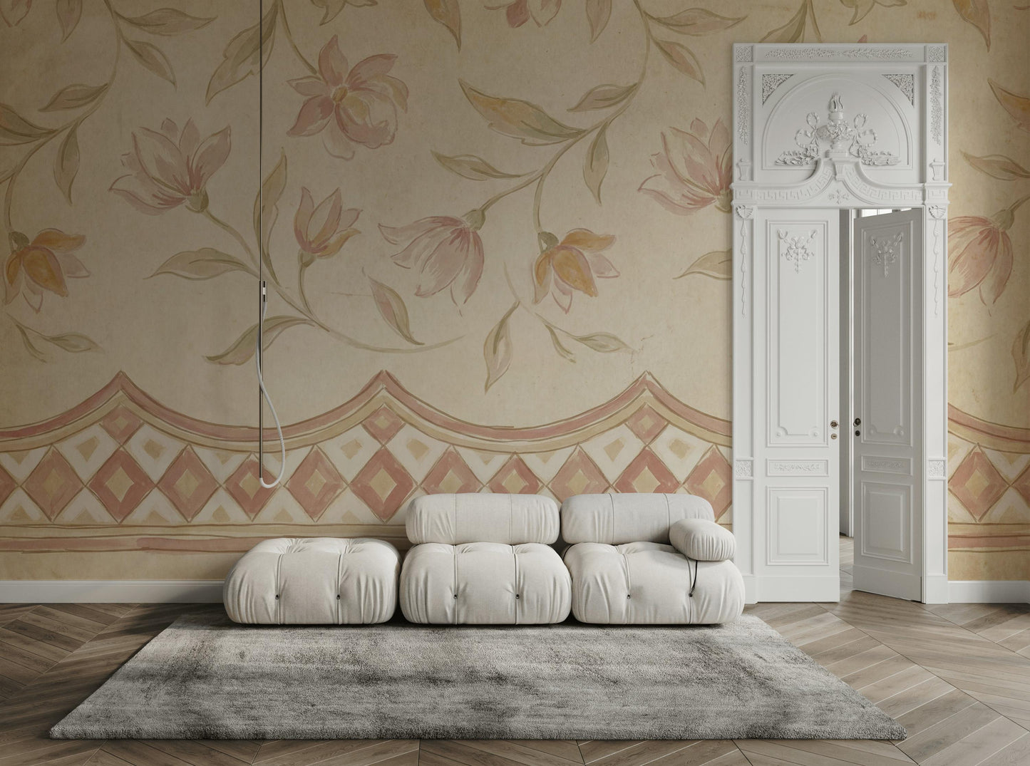 Paper Texture Wallpaper Aged Parchment Vintage Floral Wall Mural