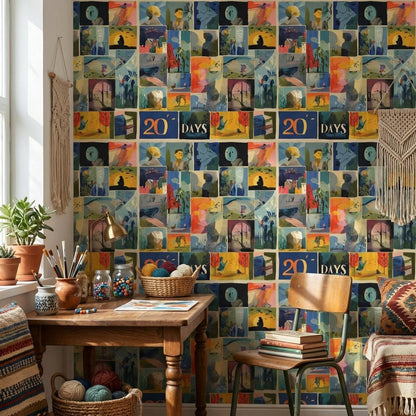 Collage Wallpaper Modern Eclectic Wall Mural