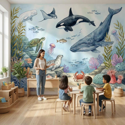 Underwater Wallpaper Ocean Watercolor Wall Mural