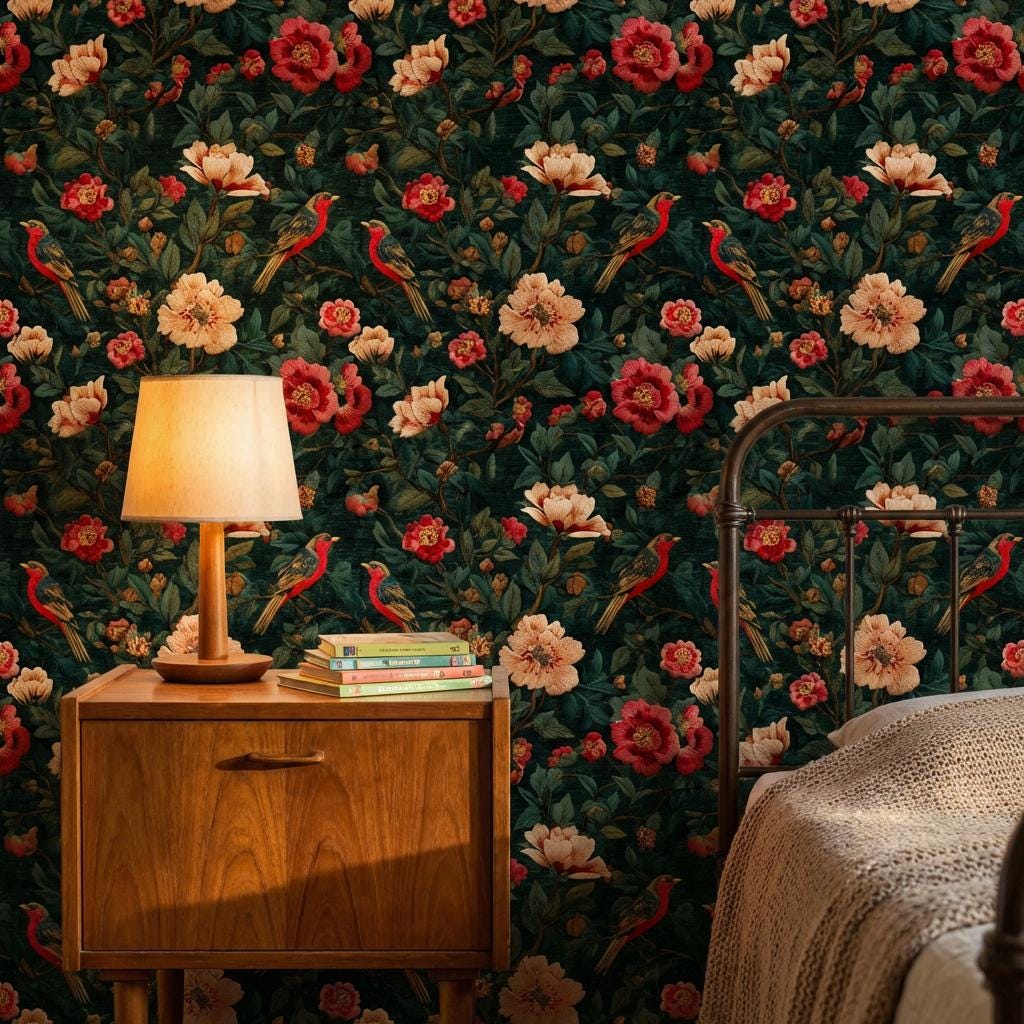 Dark Floral Wallpaper Moody Botanical Vintage Garden Wall Mural
