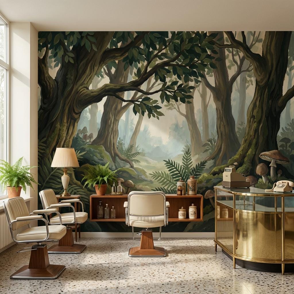 Forest Wallpaper Trees Vintage Wall Mural