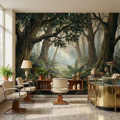 Forest Wallpaper Trees Vintage Wall Mural