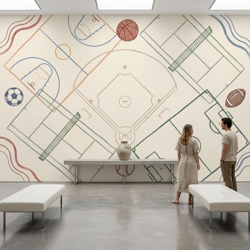 Sports Fields Wallpaper Geometric Abstract Wall Mural