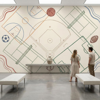 Sports Fields Wallpaper Geometric Abstract Wall Mural
