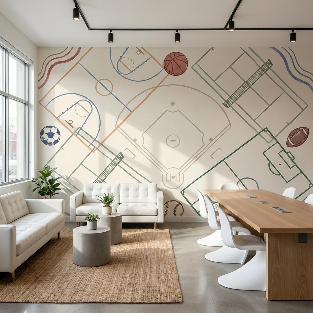 Sports Fields Wallpaper Geometric Abstract Wall Mural