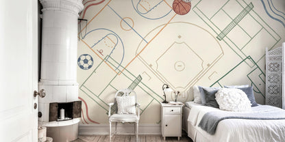 Sports Fields Wallpaper Geometric Abstract Wall Mural