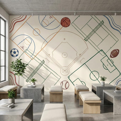 Sports Fields Wallpaper Geometric Abstract Wall Mural