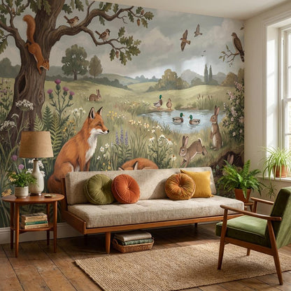 Countryside Wallpaper Animals Vintage Wall Mural