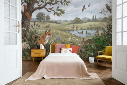 Countryside Wallpaper Animals Vintage Wall Mural