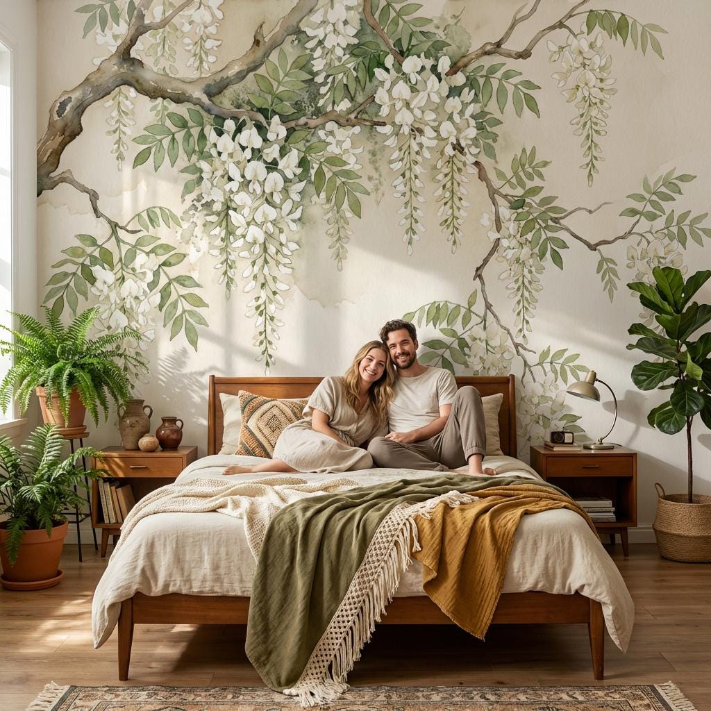 Shades Of Green Wallpaper Watercolor Nature Wall Mural