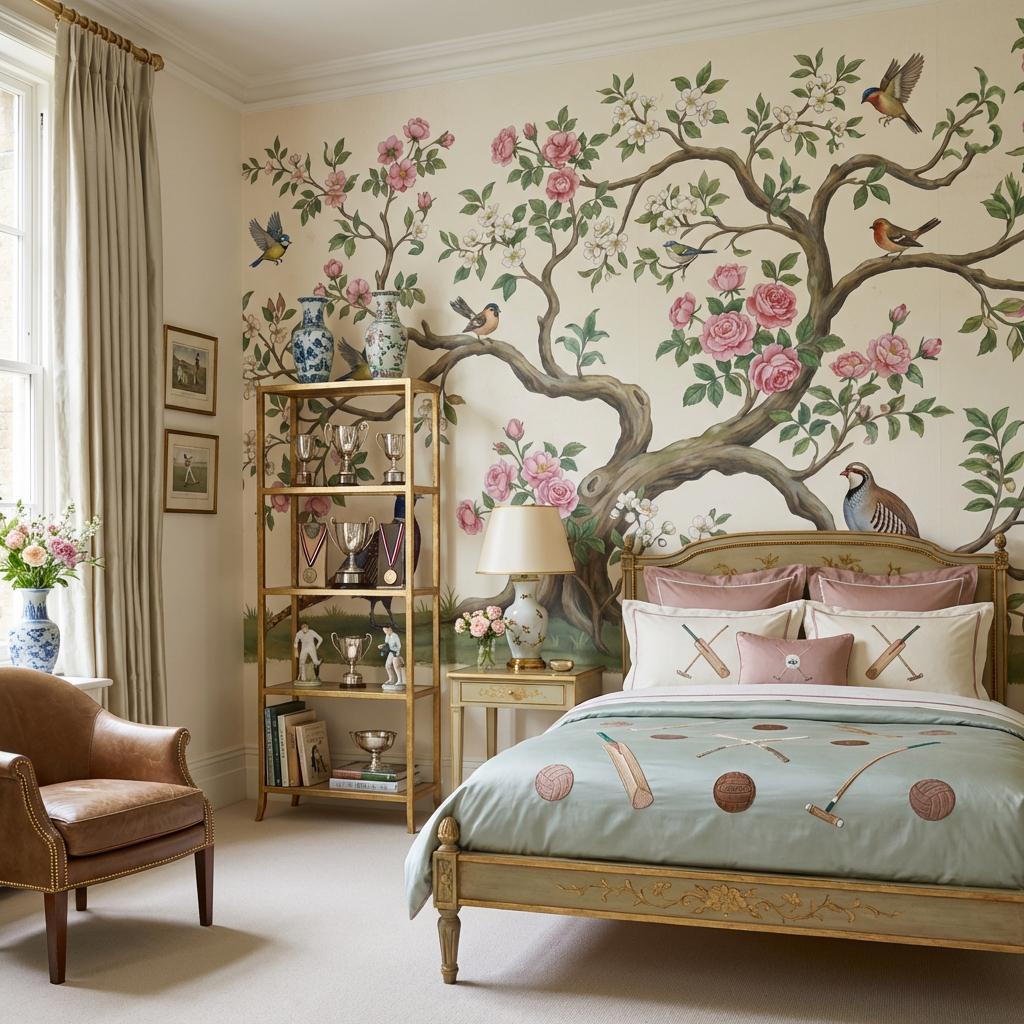 Floral Wallpaper Birds Vintage Wall Mural