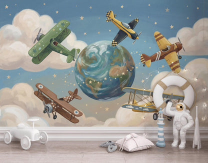 Airplanes Wallpaper Whimsical Adventure Wall Mural