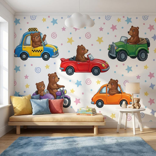 Bears Wallpaper Cartoon Whimsical Wall Mural