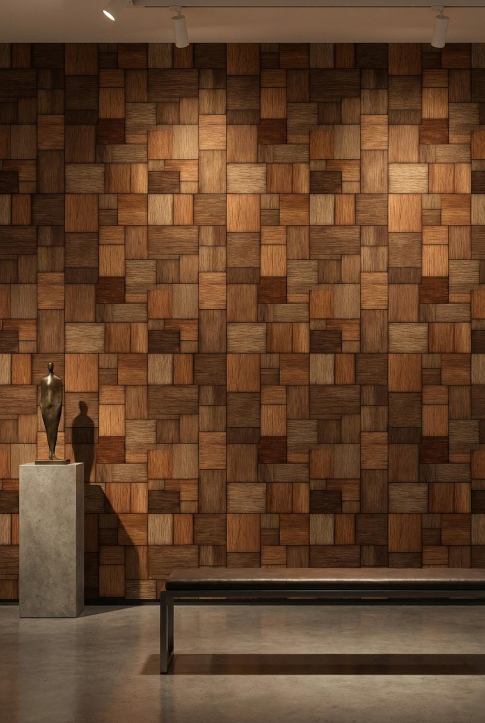 Geometric Patchwork Wallpaper Parquet Dark Wood Wall Mural