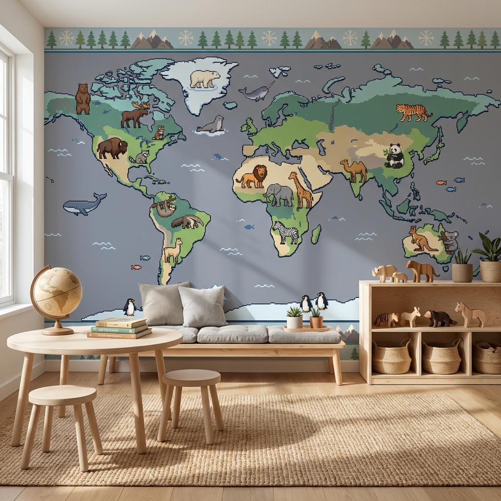 World Map Wallpaper Atlas Geography Wall Mural