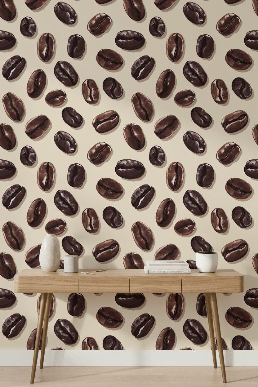 Coffee Beans Wallpaper Brown Modern Wall Mural