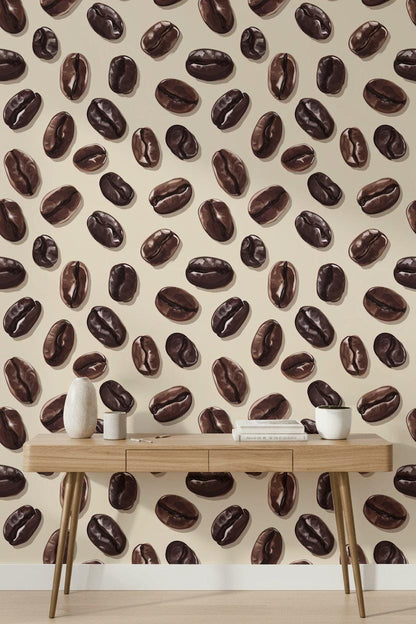 Coffee Beans Wallpaper Brown Modern Wall Mural