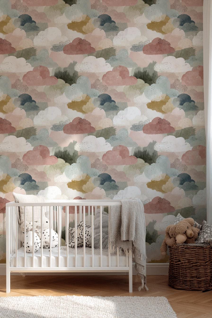 Abstract Clouds Wallpaper Modern Bohemian Wall Mural