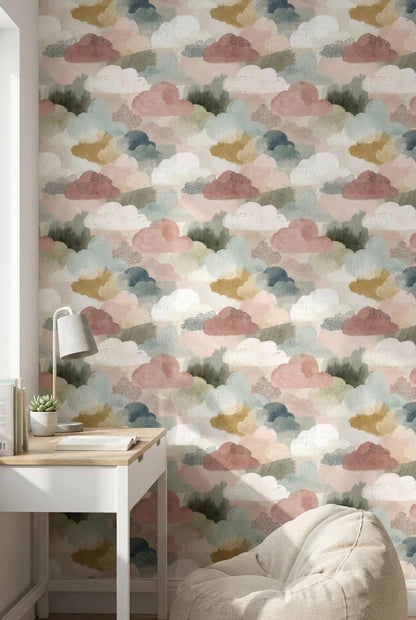 Abstract Clouds Wallpaper Modern Bohemian Wall Mural