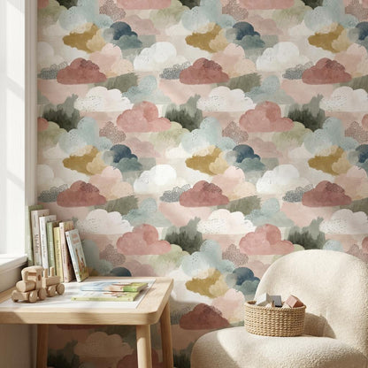 Abstract Clouds Wallpaper Modern Bohemian Wall Mural