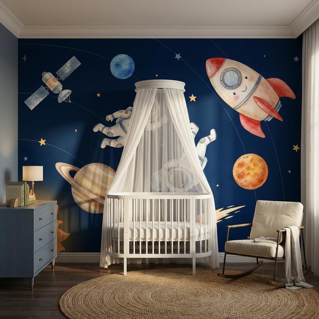 Space Wallpaper Astronauts Planets Wall Mural
