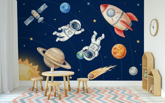 Space Wallpaper Astronauts Planets Wall Mural