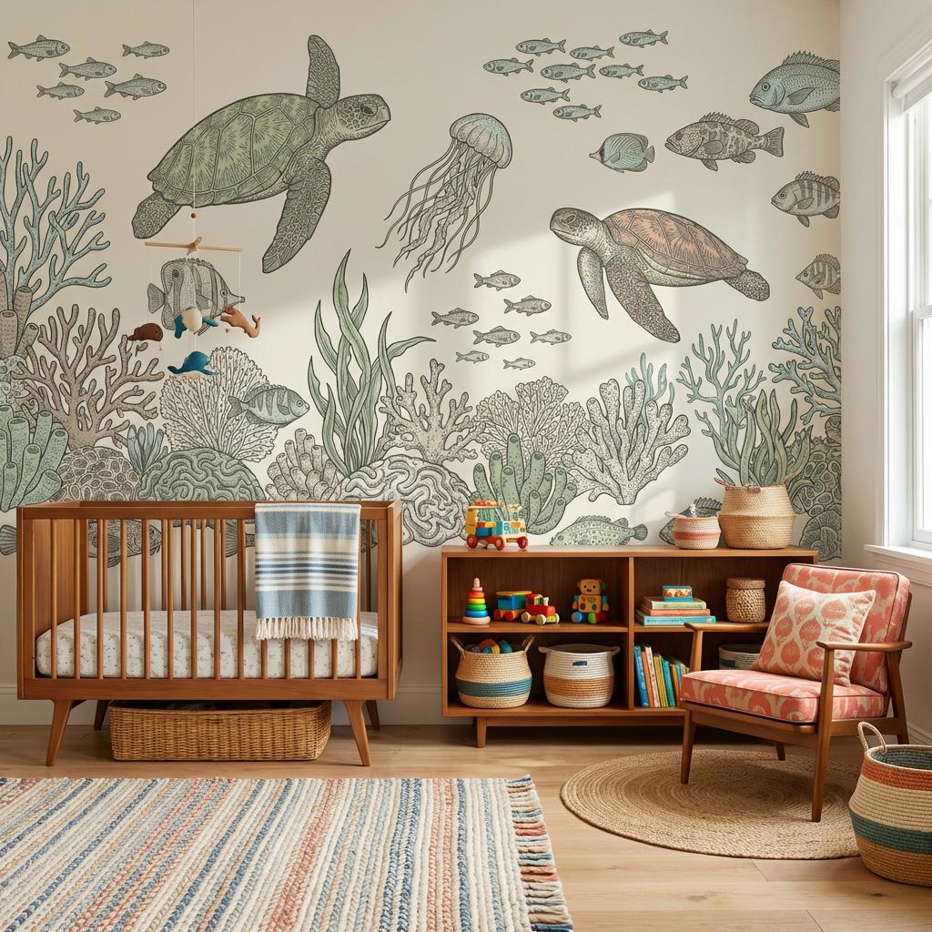 Underwater Wallpaper Marine Life Turtles Wall Mural