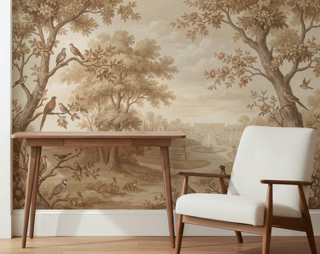 Scenic Landscape Wallpaper Pastoral Garden Chateau View Wall Mural