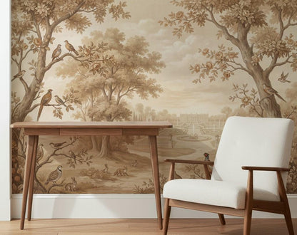 Scenic Landscape Wallpaper Pastoral Garden Chateau View Wall Mural