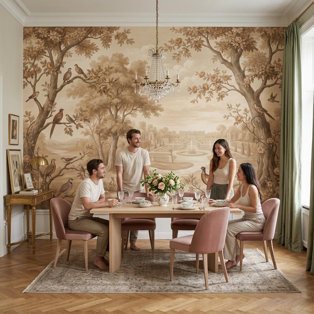 Scenic Landscape Wallpaper Pastoral Garden Chateau View Wall Mural